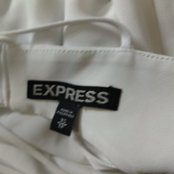 EXPRESS Women's XS Baby Doll Peekaboo Back Strappy White Side Zip Blouse - Picture 6 of 7